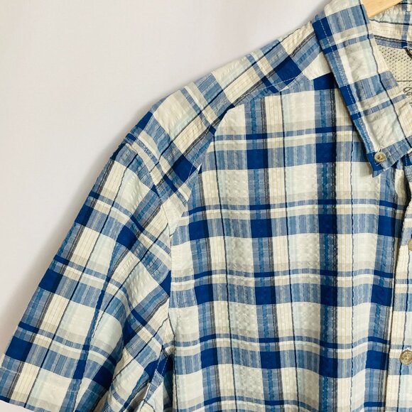 Eddie Bauer Men's Pack It Seersucker Short-Sleeve Shirt Size XL EUC - Picture 12 of 16